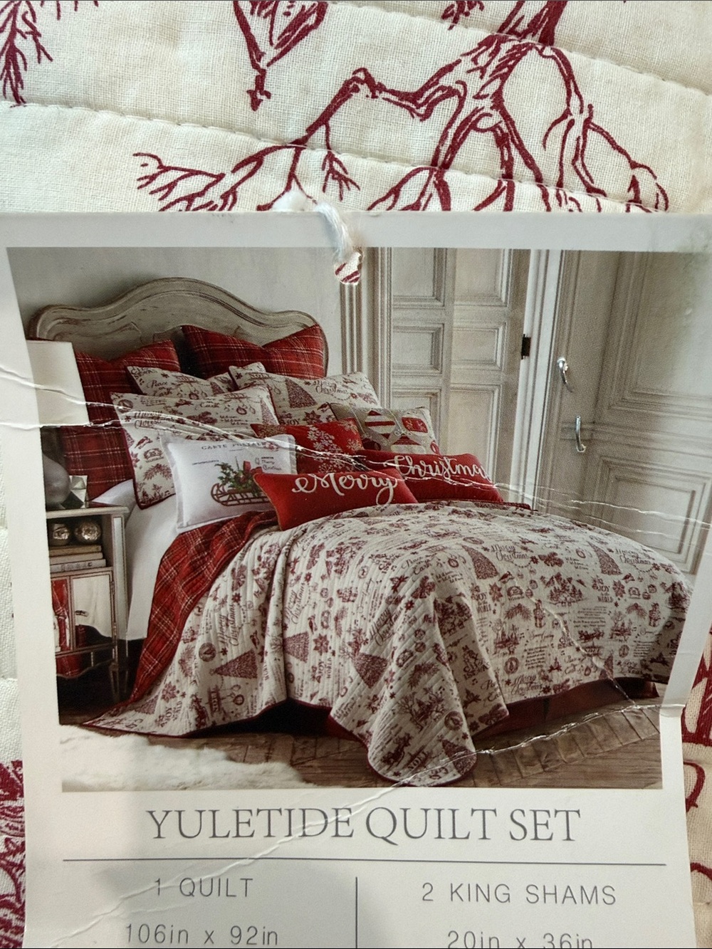 Levtex Yuletide Quilt Set - Red and Cream